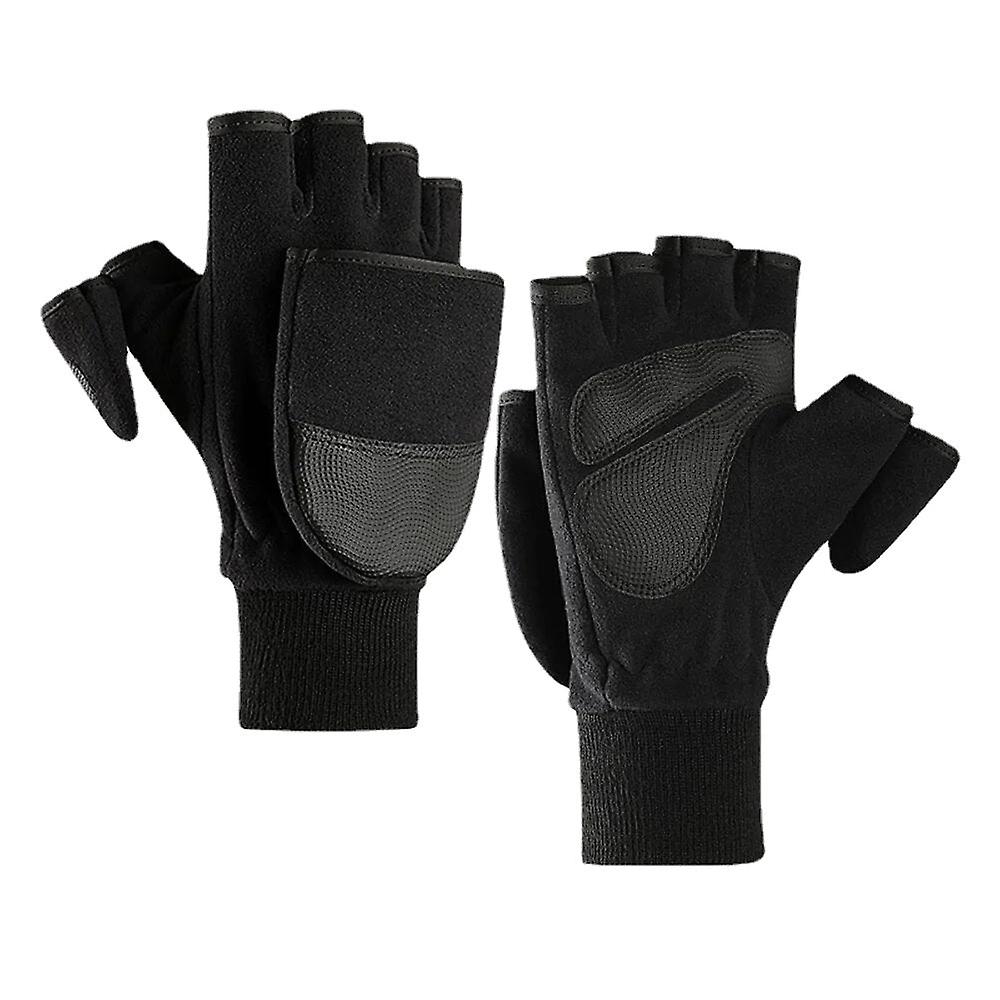 Men's Fleece Warm Flip Bag Gloves With Thick Outdoor Loupe And Touch Screen Finger
