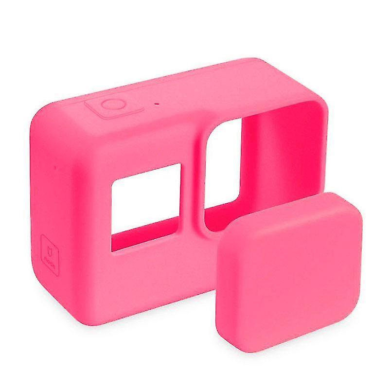 1 Set Pink Protective Silicone Case Skin Lens Cap For Go Pro Action Camera