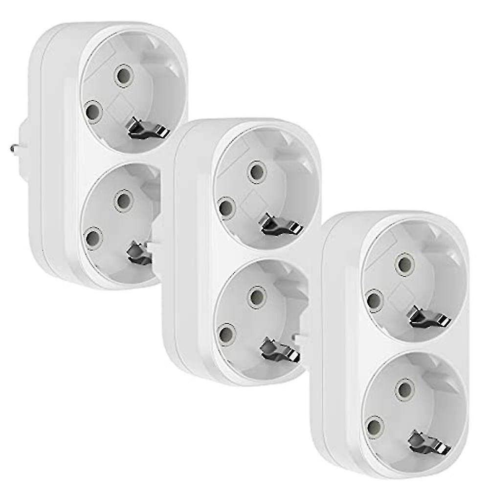 3pcs Socket Adapter, 2 In 1 Double Plug Triple Socket 16a/250v, 3680w Max Double Socket Adapter Eu