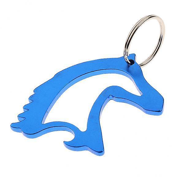 2xAluminum Horse Head Simple Bottle Opener Key Ring Keychain Bag Pendent Blue