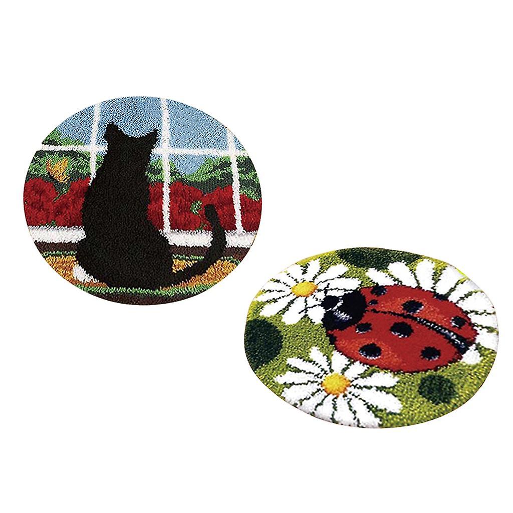 2 Set Cat Coccinella Latch Hook Kit Tappeto Latch Hooking Tappeto Kit Cuscino