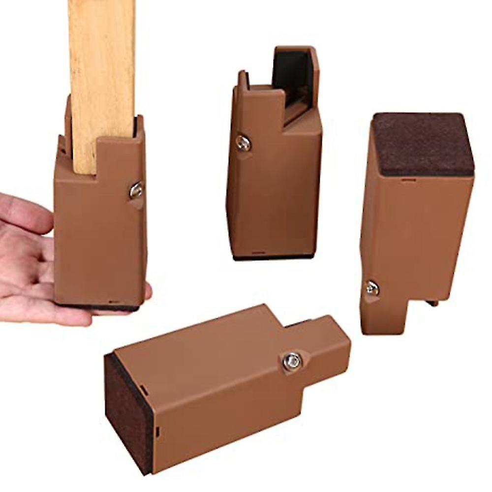 Adjustable Chair Risers With Screw Clamp,(brown, 4 Pack)