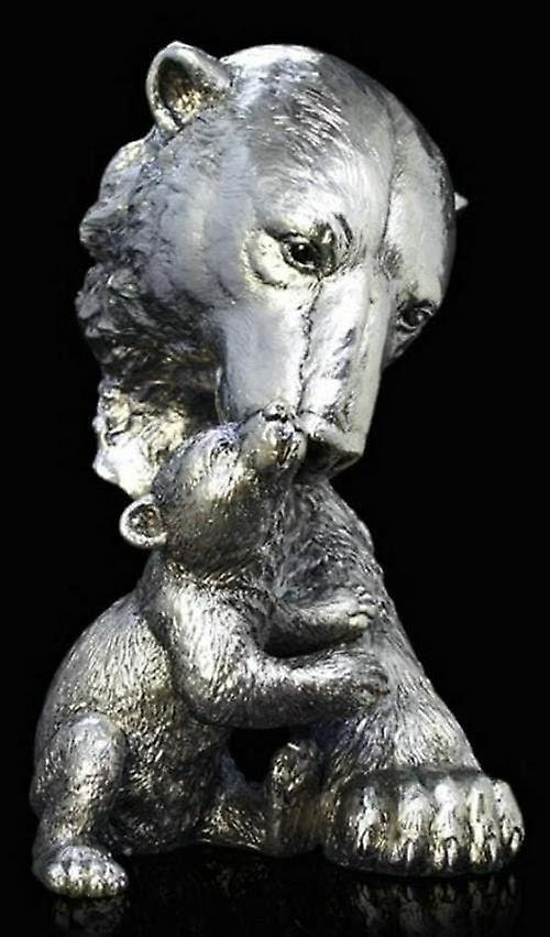 Bear And Cub Nickel Plated Figurine