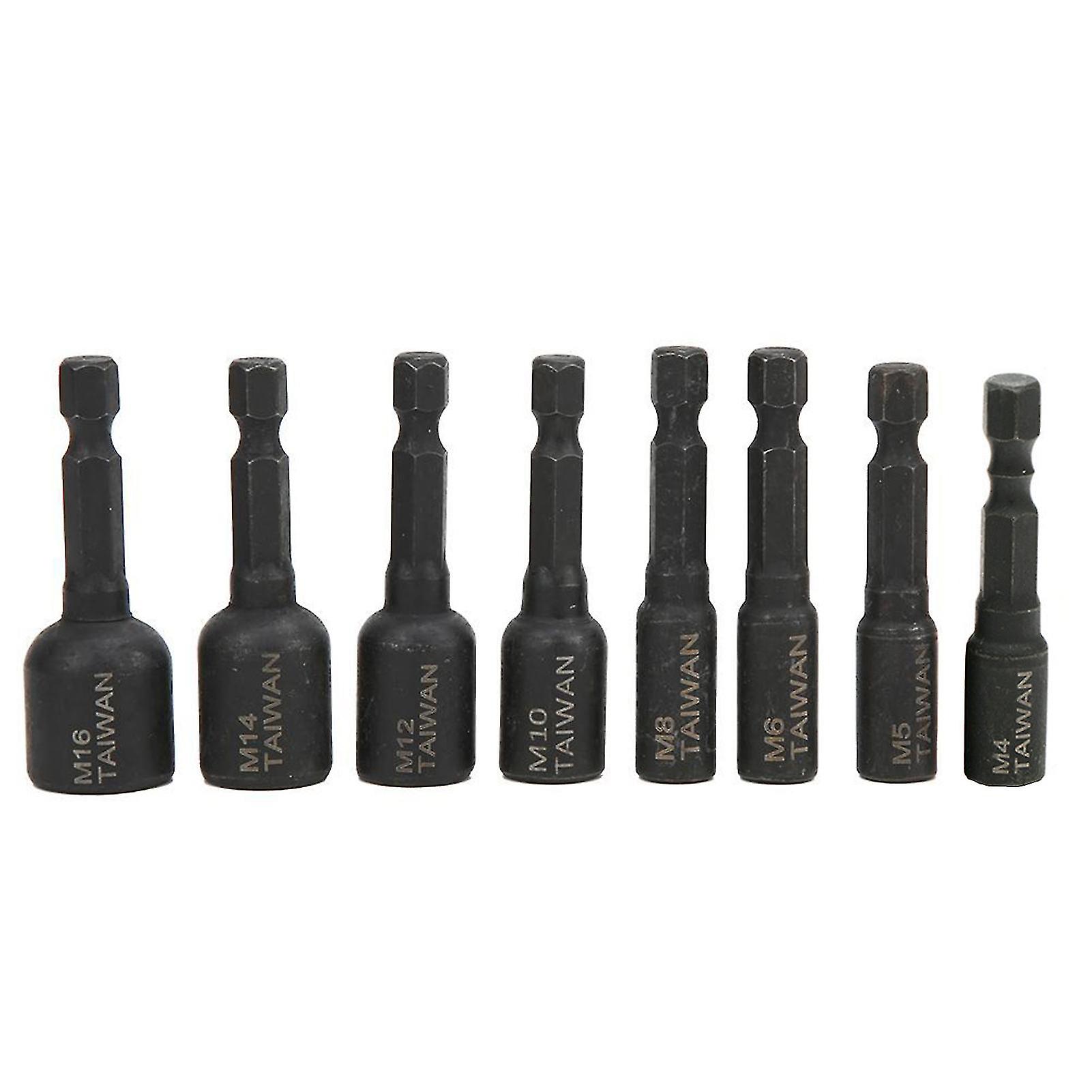 8pcs M4-m16 Socket Set High Hardness Firm Clamping 1/4 Hex Shank Assorted Tap Sleeve Socket Kit For Mold Manufacturing