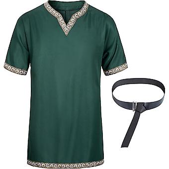 Herren Mittelalter Tunika – Kurzarm, V-Ausschnitt, Aus Weicher Baumwolle, Für Cosplay & Alltag