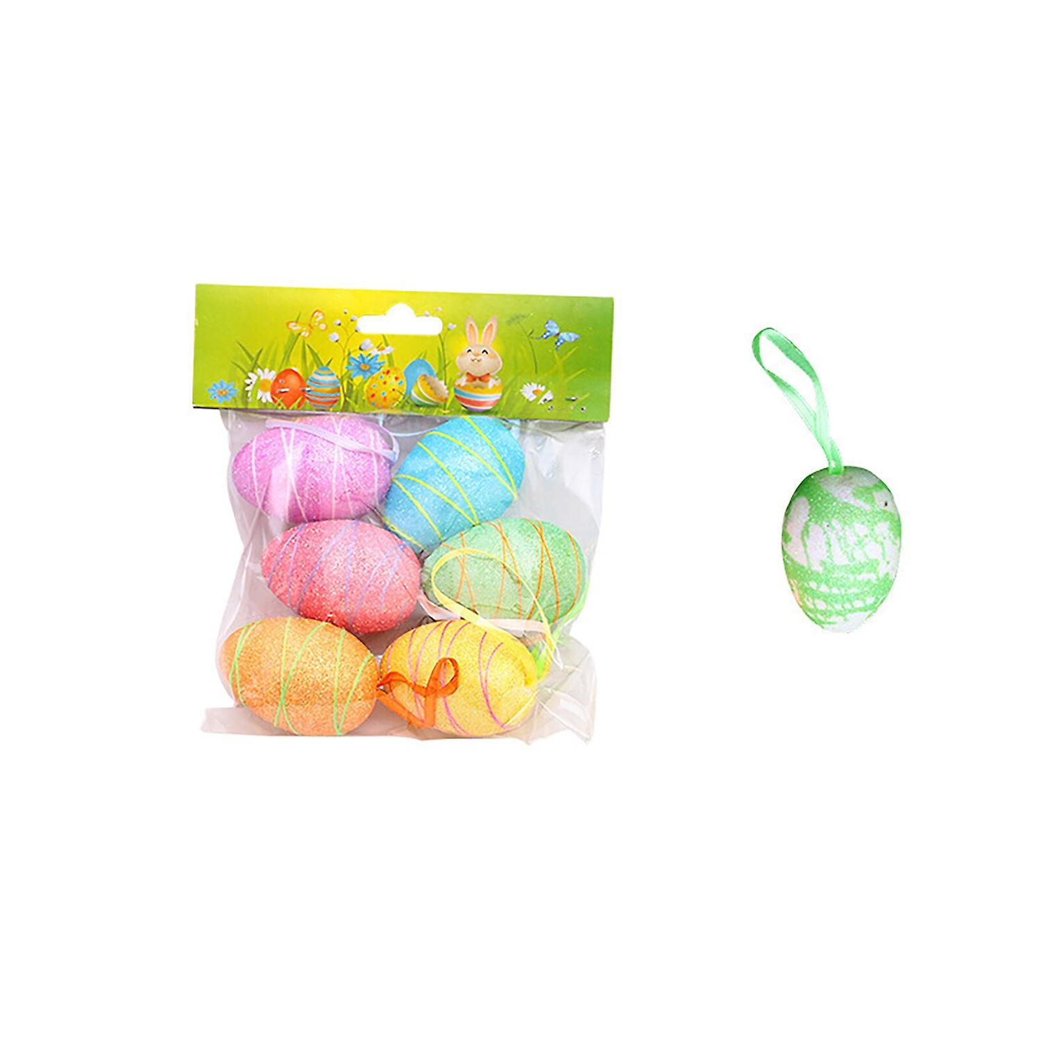 Multicolor 6PCS Easter Foam Eggs for DIY Home Office Party Decor