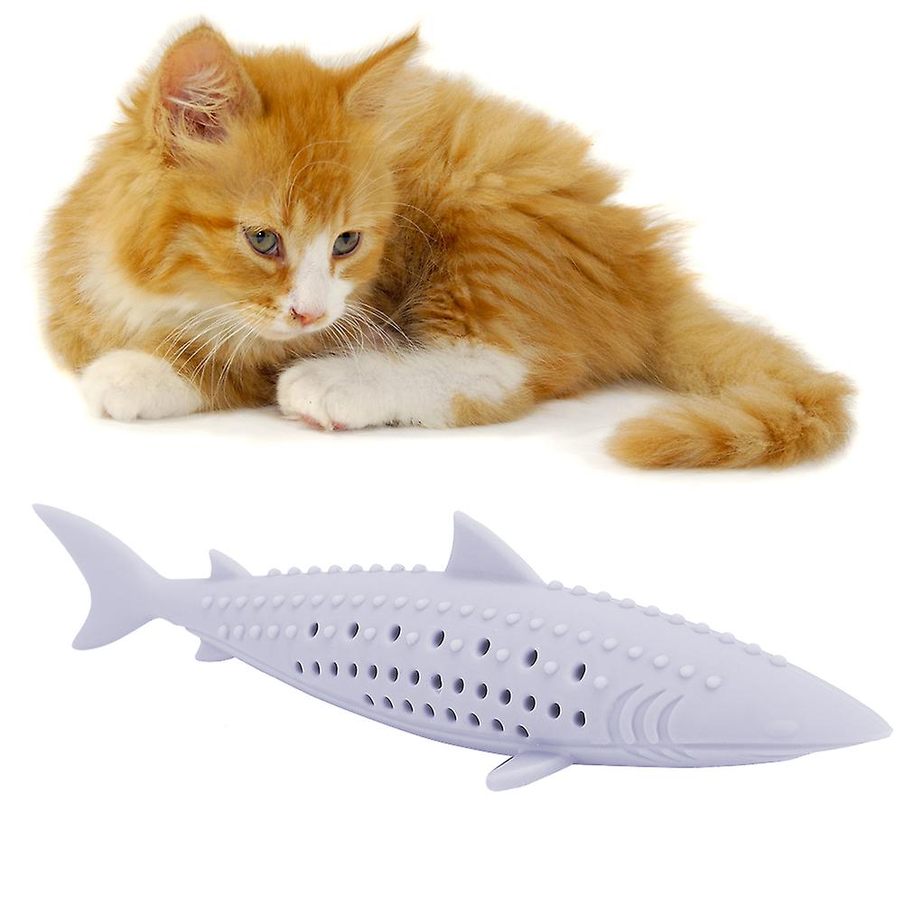 Silicone Catnip Molar Fish Toy 15.5cm Interactive Purple