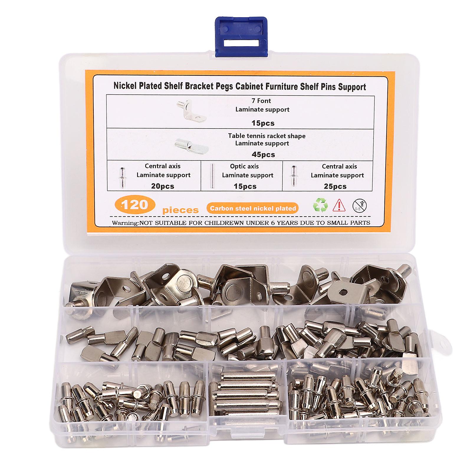 120Pcs Shelf Support Pin Set with Storage Box Rust Corrosion Resistance Shelf Pegs for Cabinet