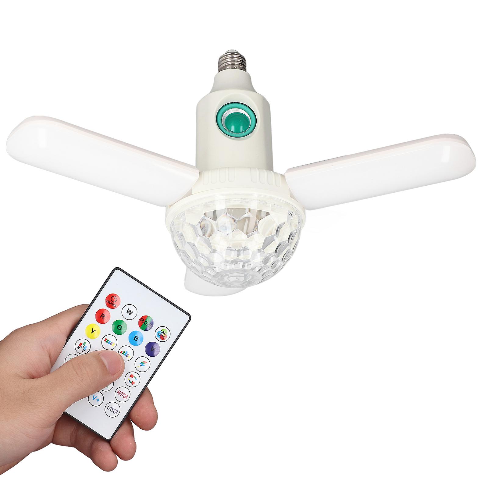 LED Bluetooth Dynamic Ripple Projection Light 48W Foldable Speaker Disco Ball E27 RGB Colourful Remote Control Fan Blade Lamp for Garage Lightin