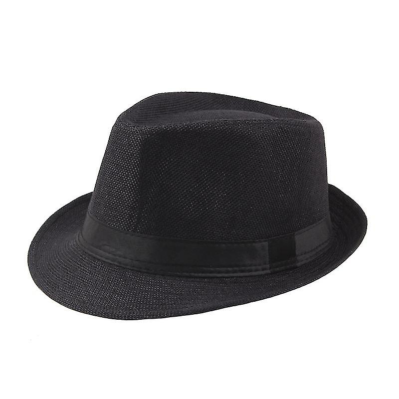 Men's Linen Solid Hat Summer Beach Jazz Hat Cowboy Fedora Hat For Men