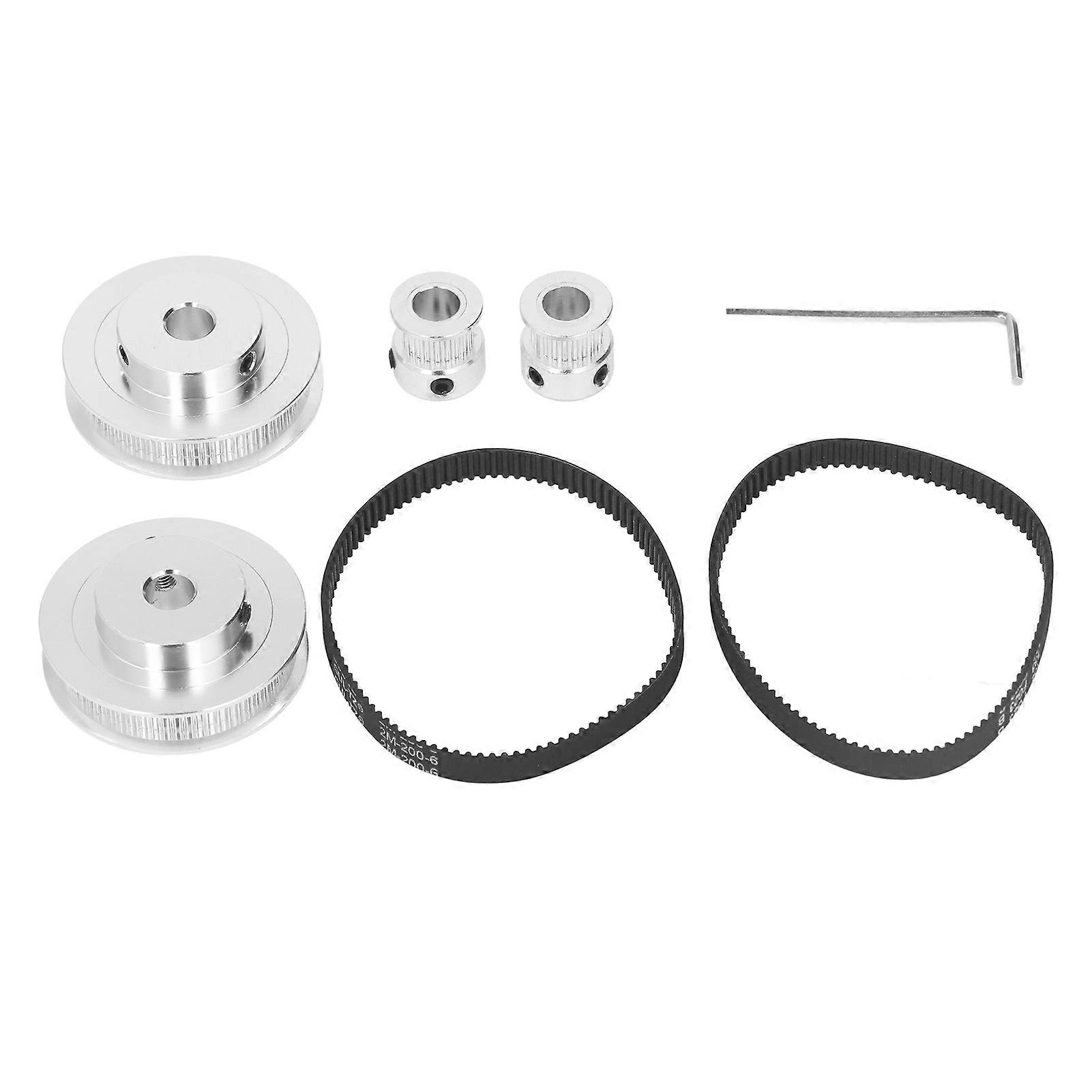 2 Set Synchronous Wheel GT2 Aluminum Alloy Timing Pulley with 2Pcs Length 200mm Width 6mm Belt 8mm Inner Bore