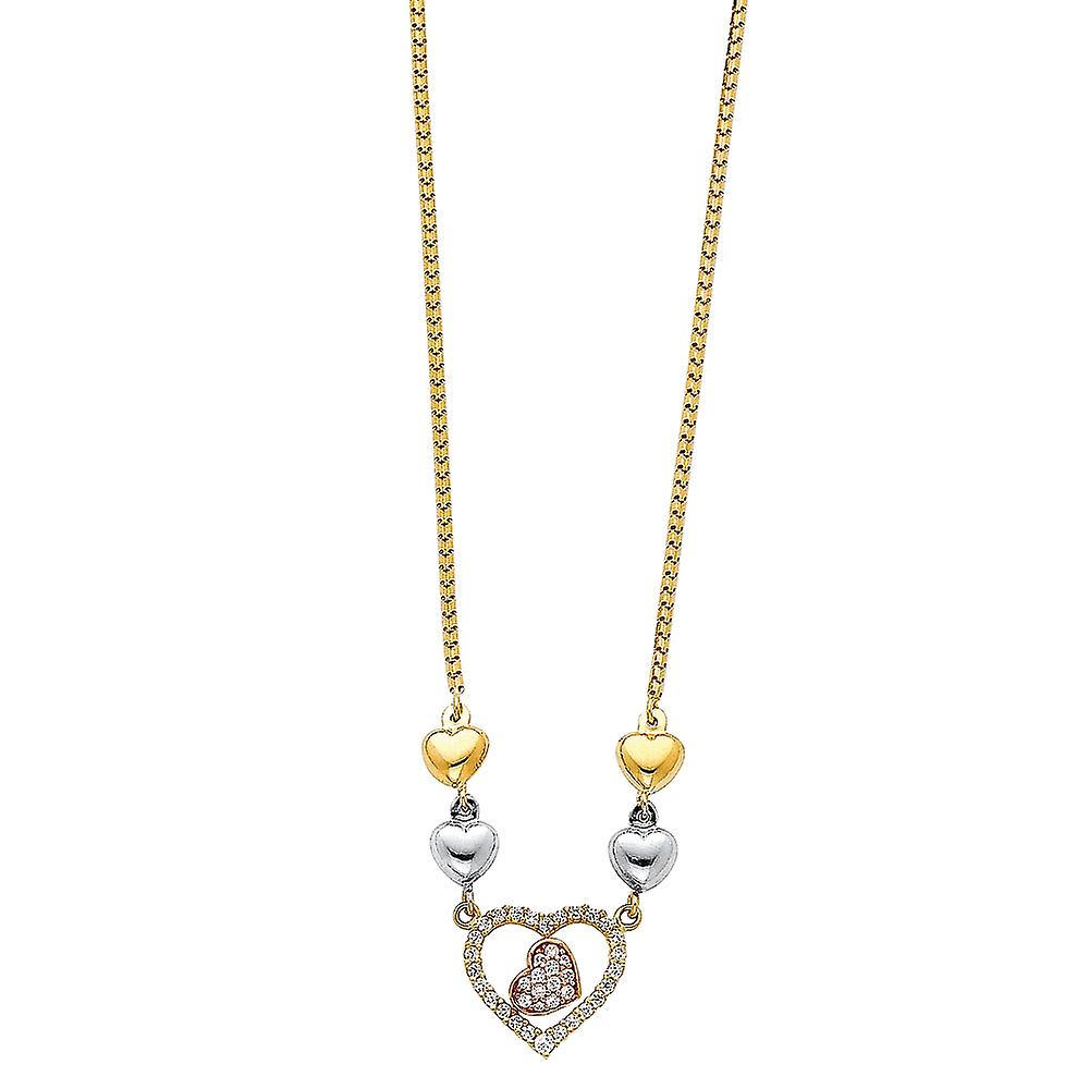 Or jaune 14 carats lumière suspendu collier pendentif-collier pour femmes - 4,0 grammes