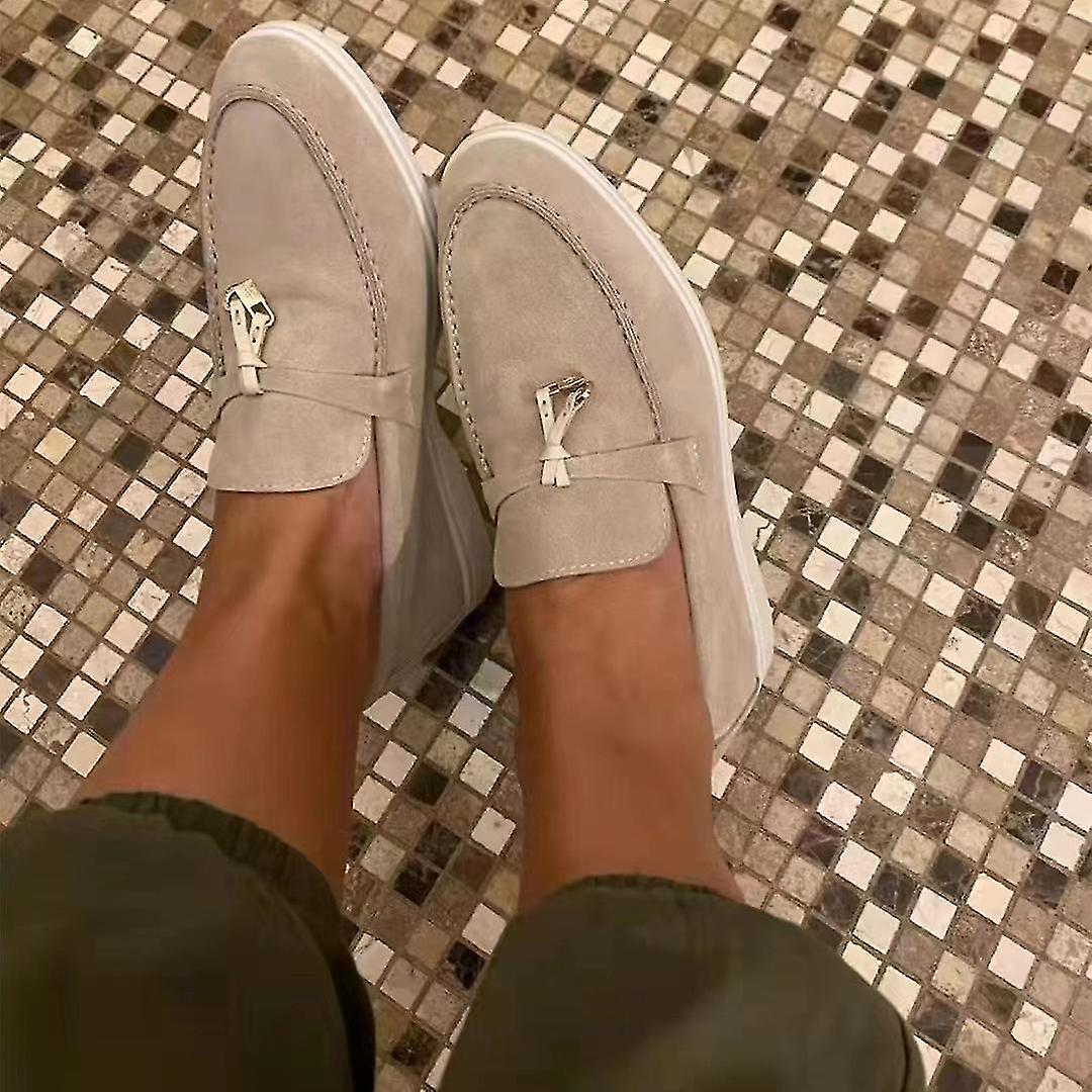 Wanderschuhe Frauen Loafer Wildleder Causal Mokassin Lock Beanie Schuhe Bequeme Weiche Sohle Flache Schuhe Plus Size