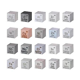 20pcs Elemente Quadratisches Set - 0,4 Zoll (10 mm) Metallquadrat mit Seitendichte bis zu 99,99% Reinheit für das Periodensystem-Lehrwerkzeug