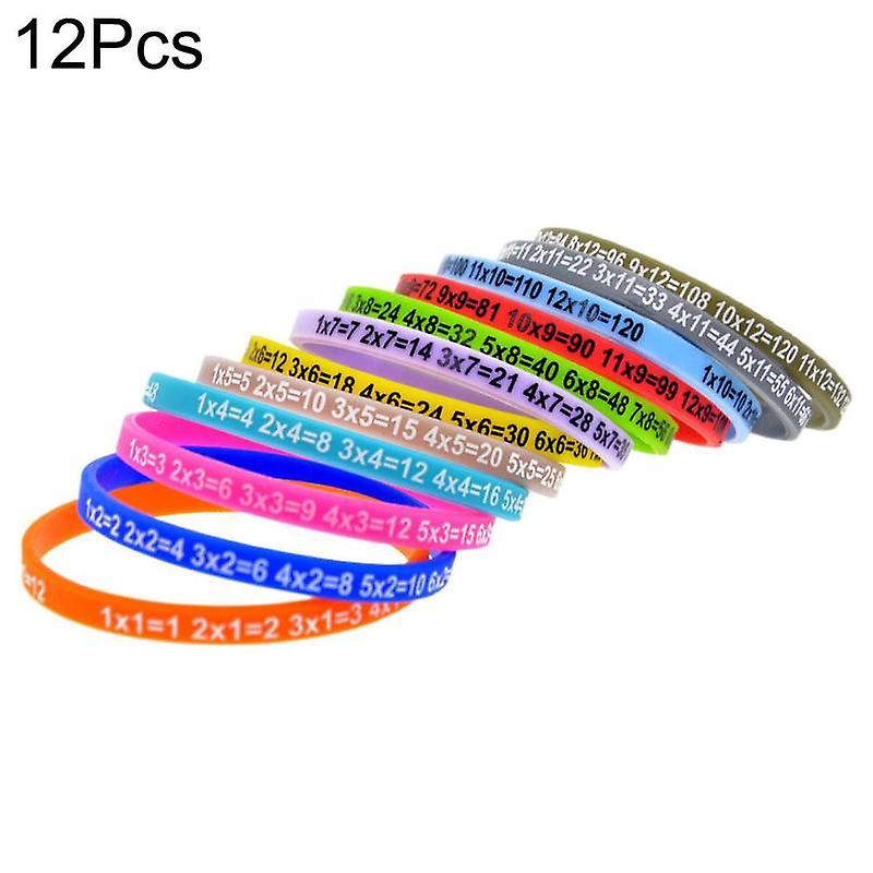 12Pcs/Set Multiplication Tables Silicone Bracelet Learn Math Wristband