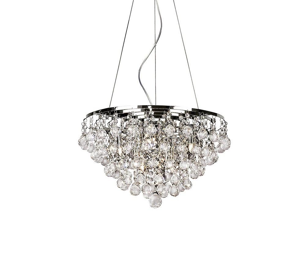 Inspired Diyas - Atla - Ceiling Pendant 8 Light Polished Chrome, Crystal
