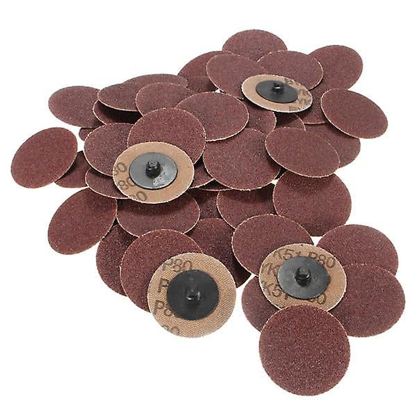 50Pcs 2 Inch 80 Grit Roll Lock Sanding Disc Abrasive Pads