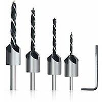 Conical Countersink Drill Bits with HSS Drill Bits - 4pcs, 45 Steel, Carpentry Mortise Screws