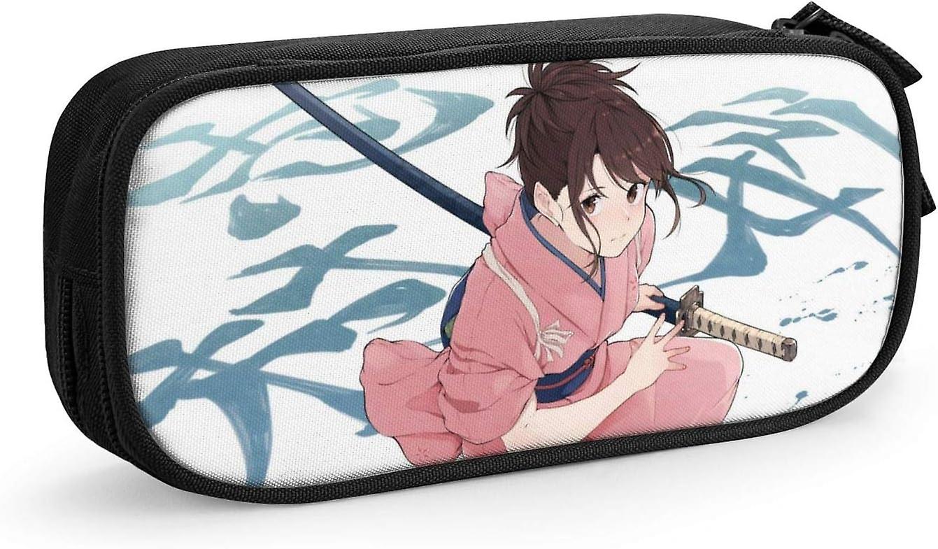 Shimura Tae Pen Bag 3D Custom Printing Large Capacity Double Zipper Pencil Case For Office School Travel-Black SAOE014895