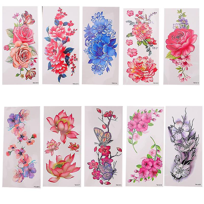 10pcs Flower Tattoos Stickers