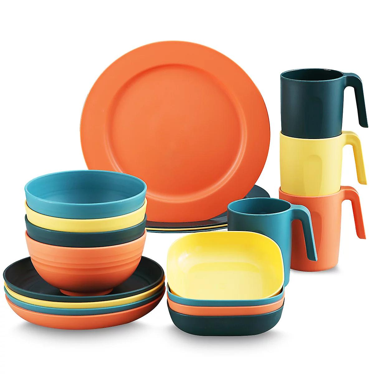 Plastic Dinnerware Sets of 20 Pieces, Unbreakable and Reusable Light BPA Free