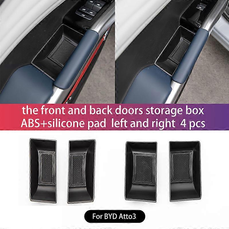 4x Car Front/Rear Door Storage Box For BYD Atto 3 Door Handle Storage Box Decoration Accessories Car Supplies Container Holder