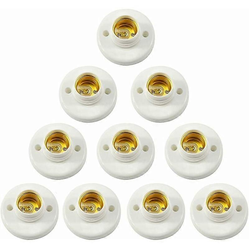 E27 Lamp Holder Plastic Screw Socket Wall Mounted LED Bulb Base Converter Adapter E27 Bulb Holders Plastic Round Screw Socket for Bulb Socket 10PCS