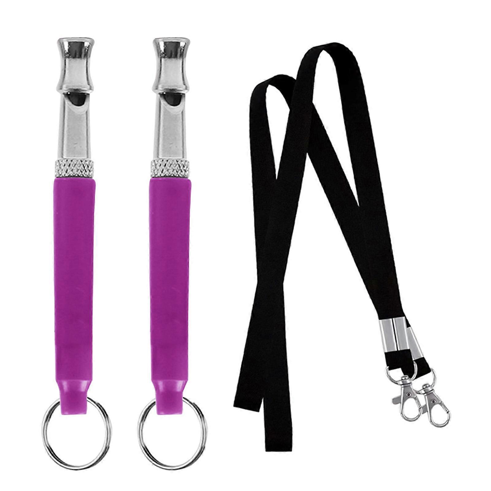 2 Set Dog Training Whistle with Lanyards Ultrasonic Dog Whistle to Stop Barking for Dogs Recall Training Adjustable Silent Dog Whistle Safe Anti-lost 