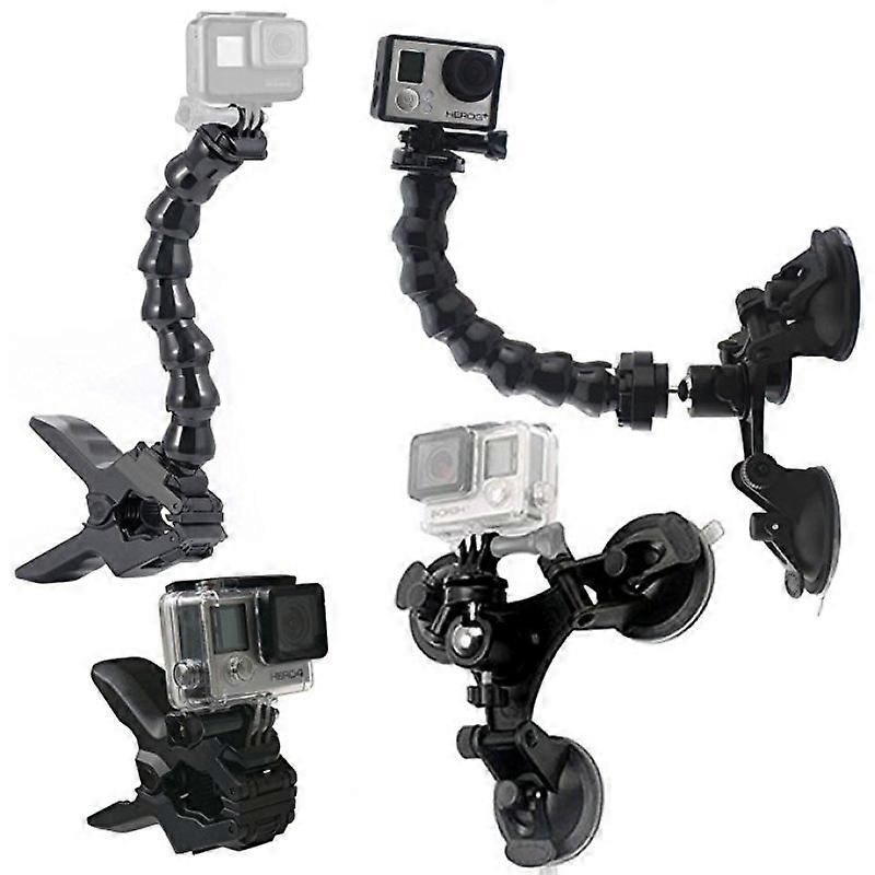 Redkid For Gopro Hero6 5 4 3 Suction Cup Car Mount Holder 360 Degree Mount+jaws Flex Clamp Mount Wit