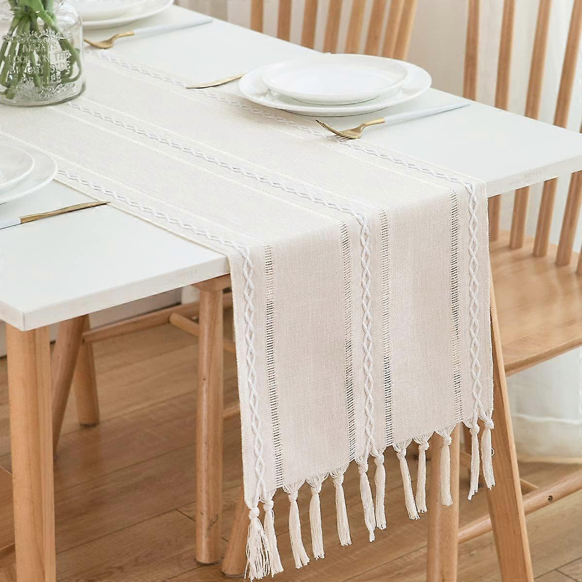 Cream Boho Table Runner Country Style 2m Rustic Table Runner