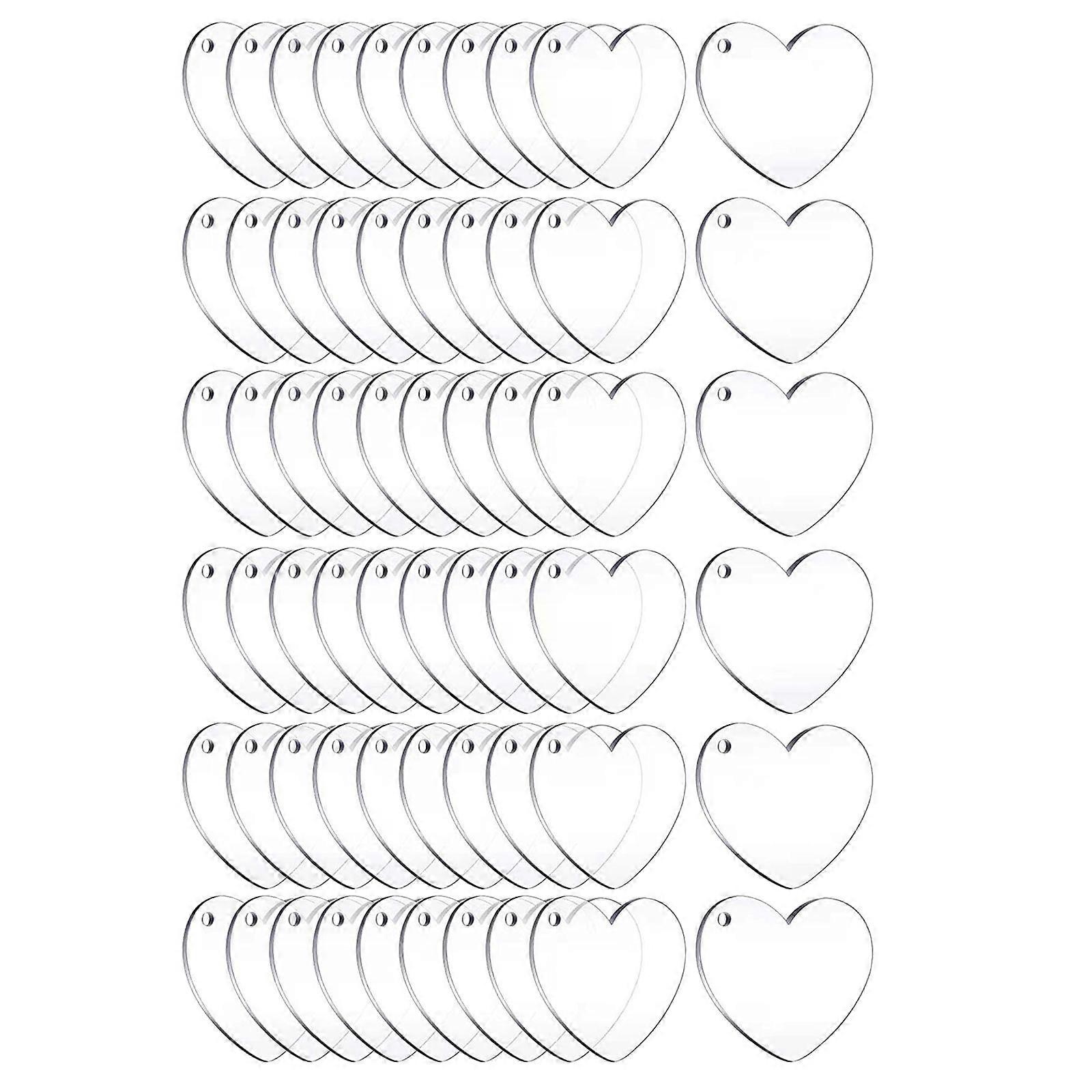 30/60x Acrylic Keychain Blanks Heart Shaped Pendant for DIY Keychain Craft