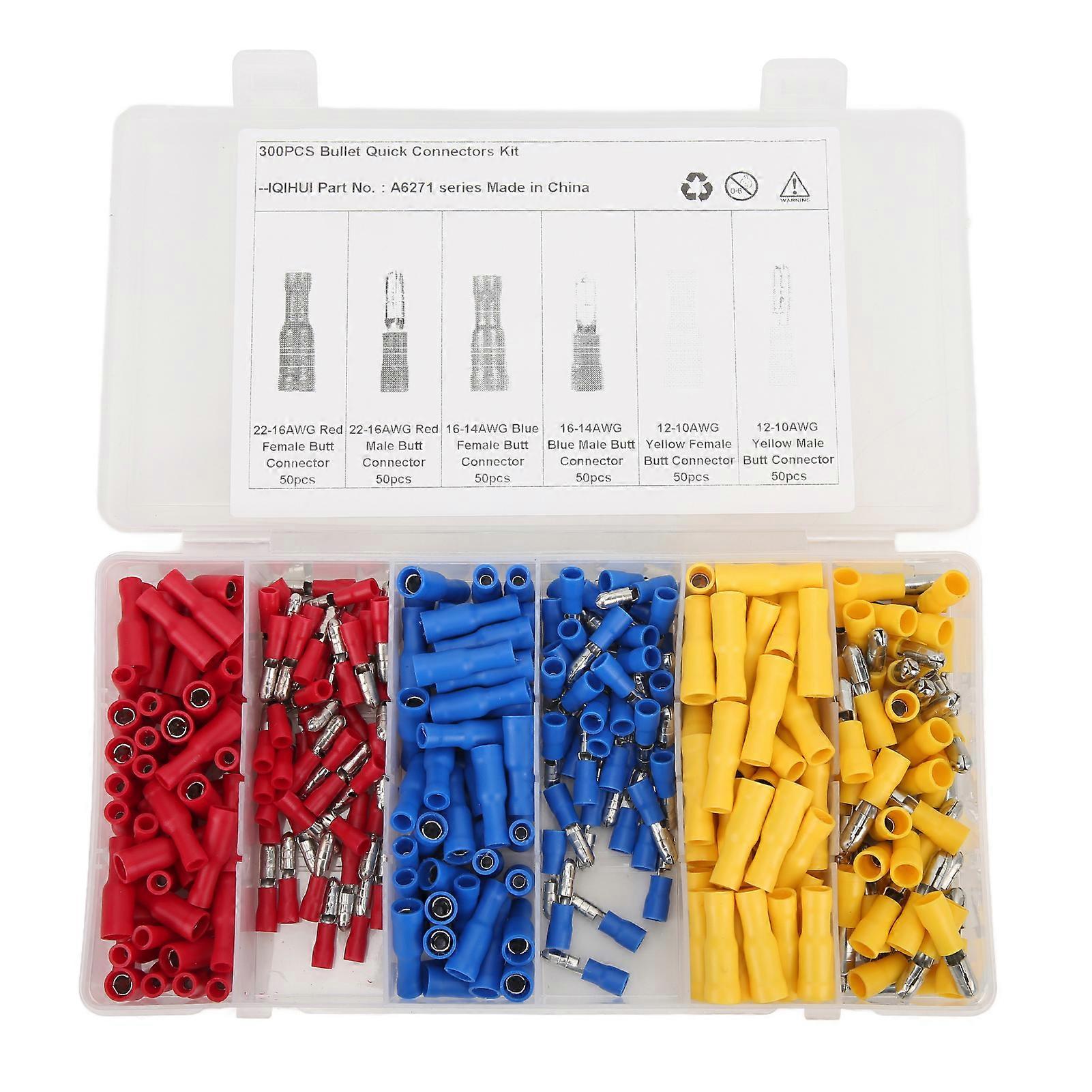 300PCS Cold Pressing Wiring Terminal Female and Male Electrical Connector Kit for Automobile Universal YEMAA