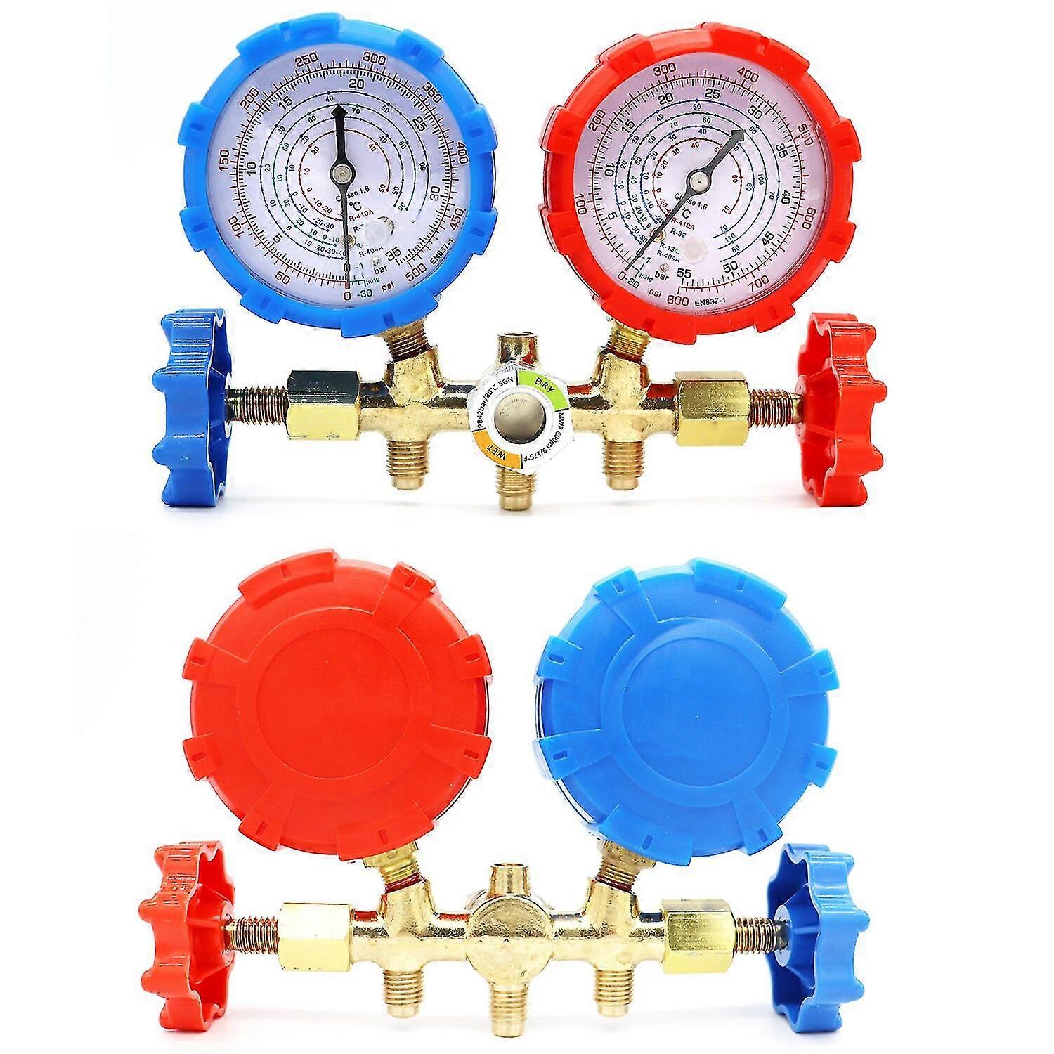 مجموعة مقياس مشعب المبرد ، أدوات تكييف الهواء مع خرطوم وخطاف ل R410a R32 R-404a R-134a مشعب مقياس الهواء