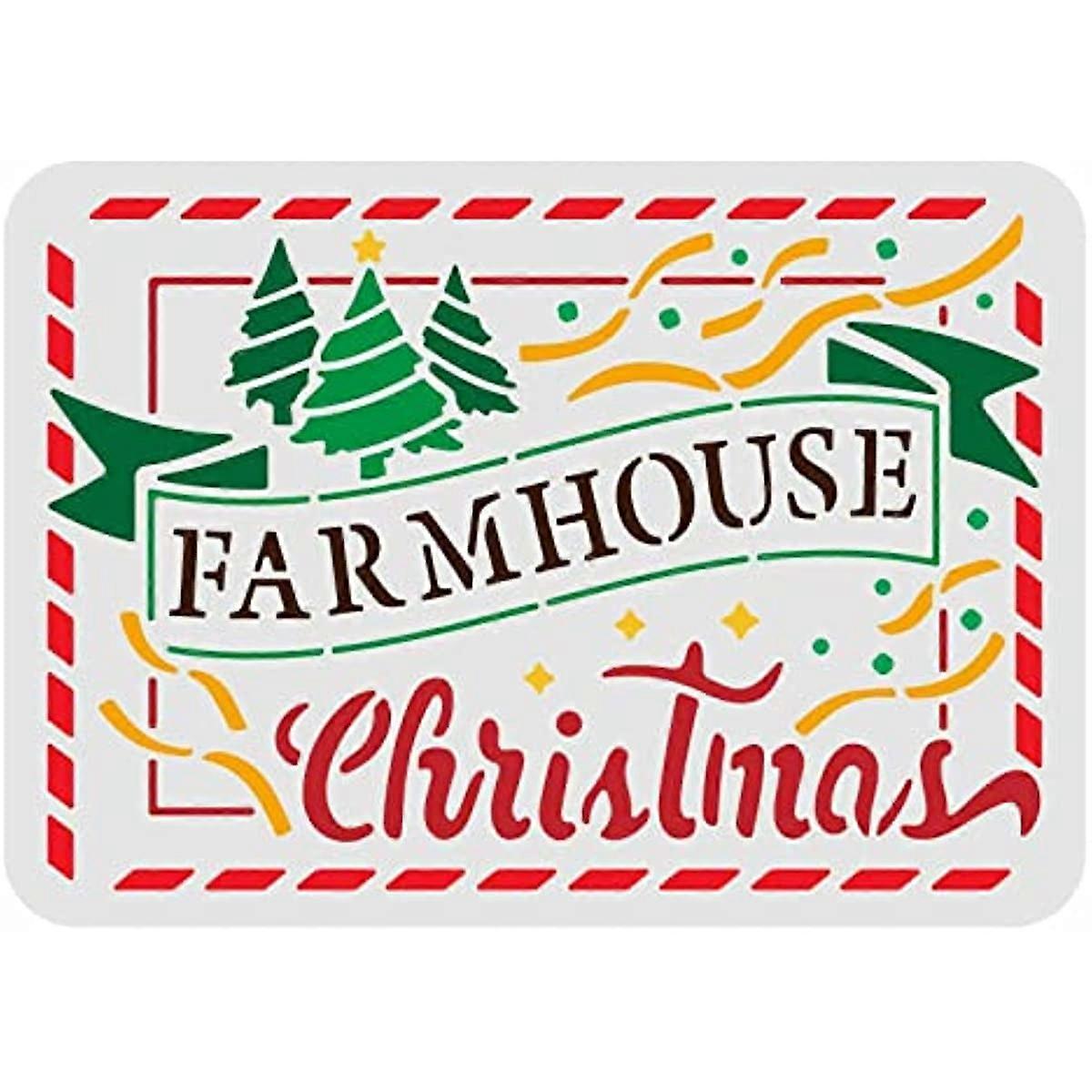 Christmas Stencil Decoration Template Plastic Farmhouse Christmas Stencils Reusable Stencils for Painting on Wood Floor Wall and Fabric