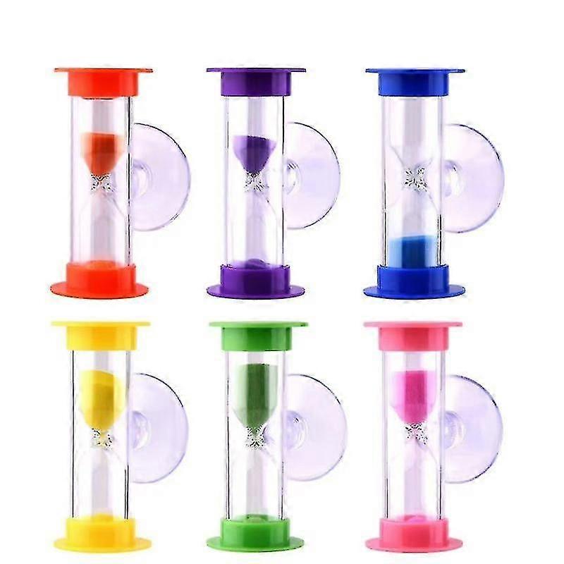 6pcs Kids Sand Clock Suction Cup Sand Timer Hourglass Children Time Reminder 3 Mins For Tooth Brushing Bathing (random Color) Botao