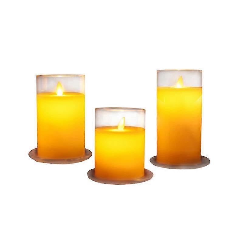 3pcs Led Electric Candle Lamp Glass Candle Light Party Light For Birthday Festival Decor