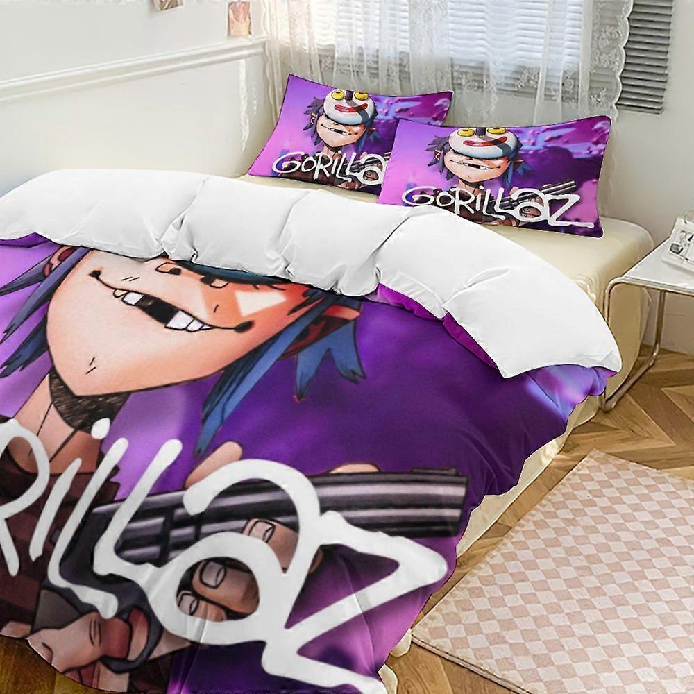 x325 Gorillaz Conjunto de Cama de 3 Peças Capa de Edredom Macia Quente e Confortável Conjunto de Cama com 1 Capa de Edredom e 2 Fronhas para Quarto b325