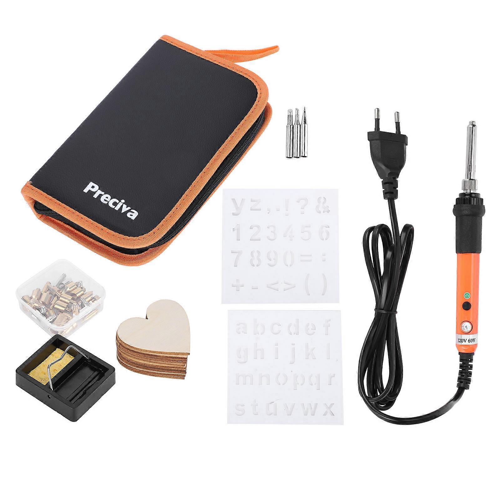Electric Soldering Iron Set Wood Burning Pen Engraving Carving Pyrography Tool 60WEU Plug 220V