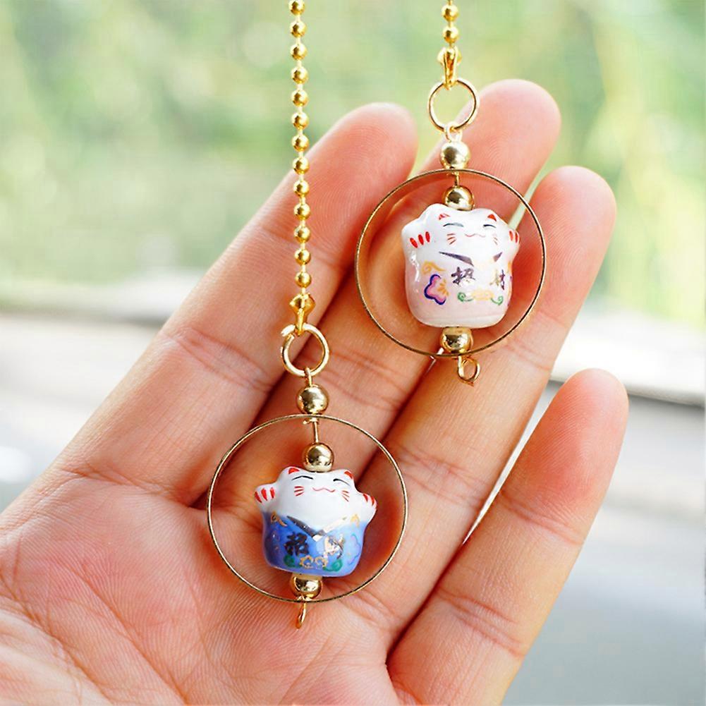Traditional Japanese Porcelain Cat Pendant Luckys Car Charm Creative Gift