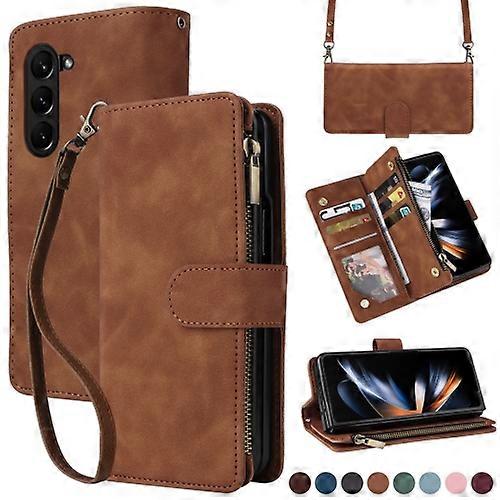 For Samsung Galaxy Z Fold5 5G Crossbody Multi-card Slot Wallet Zipper Leather Mobile Phone Case