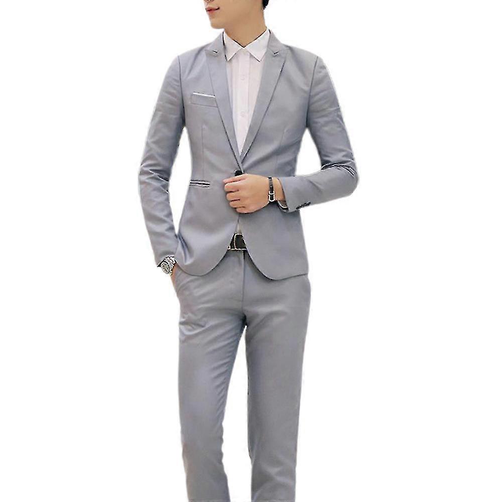 Men Business Formal 2 Pieces Tuxedo Suit Blazer Jacket + Trousers Set