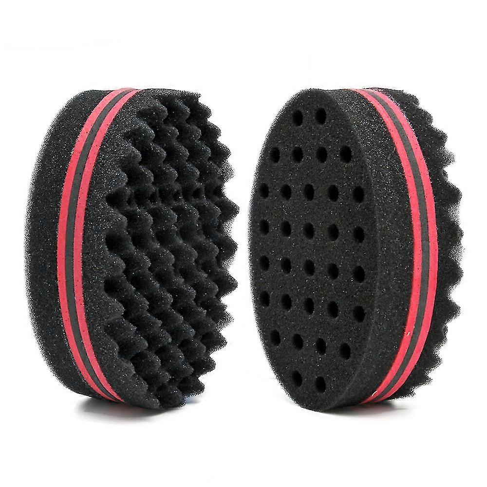 Esponjas para el cabello, Magic Barber Twist Curl Brush Sponge (2pcs, Negro)