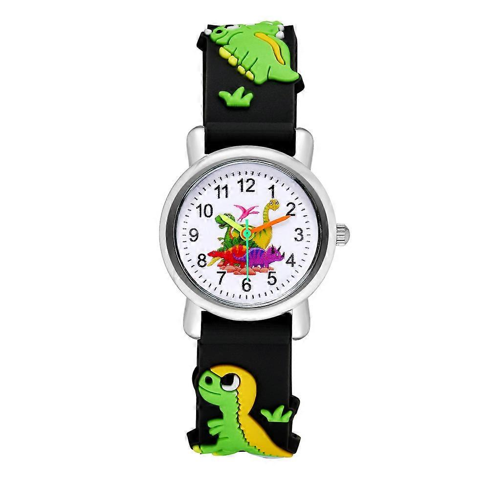 Montre pour enfants, montre de dessin animé 3D mignonne pour garçons et filles avec bracelet en plastique, noir