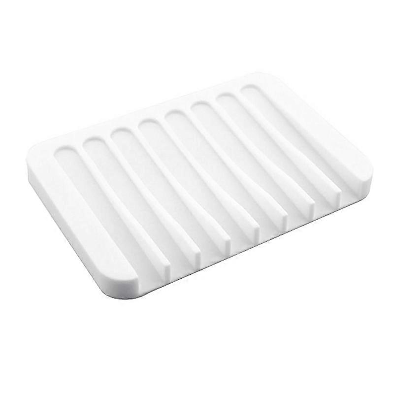Home Bathroom Anti-Slip Silicone Draining Soap Holder Storage Tray Dish Plate