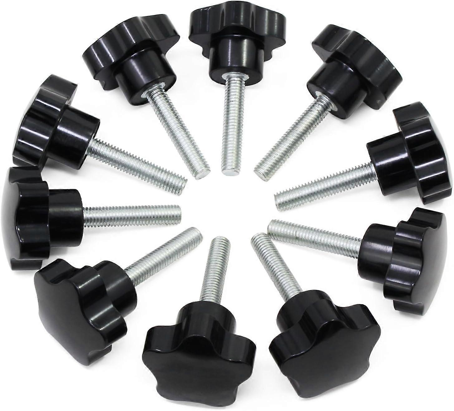 10pcs M8x40 Female Thread Nut Clamp Handle, Star Shaped Hand Knobs Black Plastic Screw-in Handle Clamp Knob for Mechanical Equipment