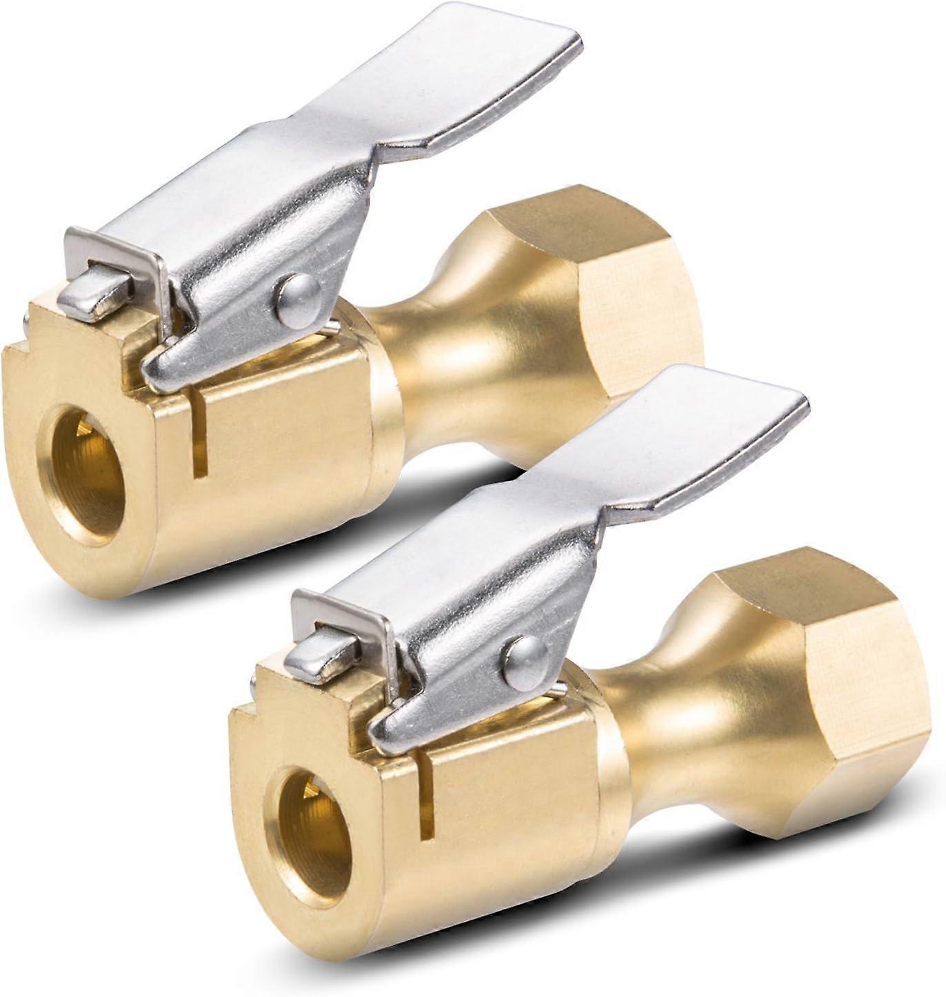 Air Chuck, Heavy Duty Closed Flow Lock On Tire Chuck with Clip for Inflator Gauge Compressor Accessories, Yellow