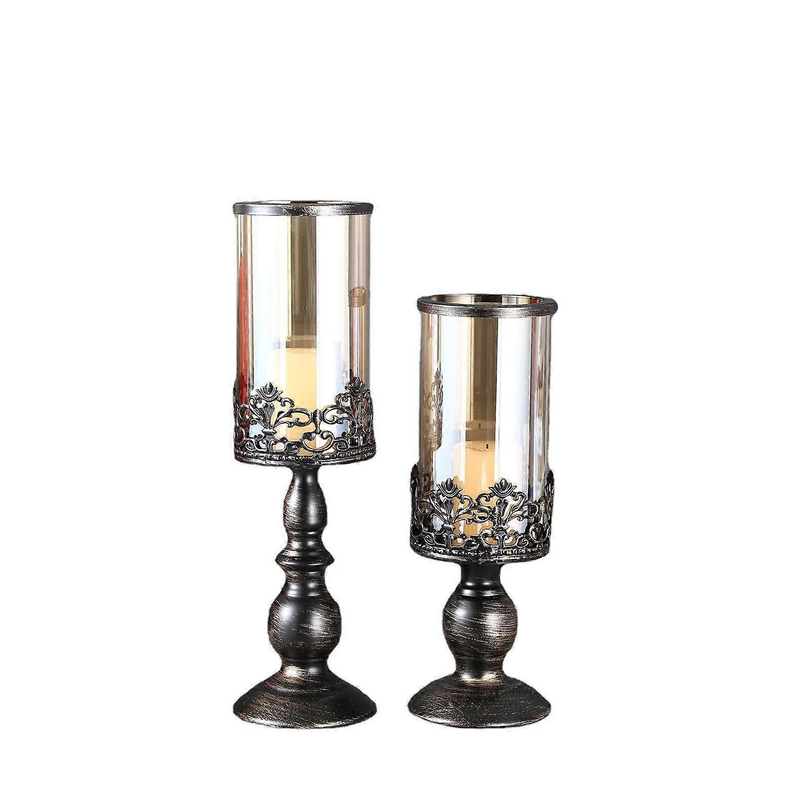 2 Pack Vintage Black Candle Holders
