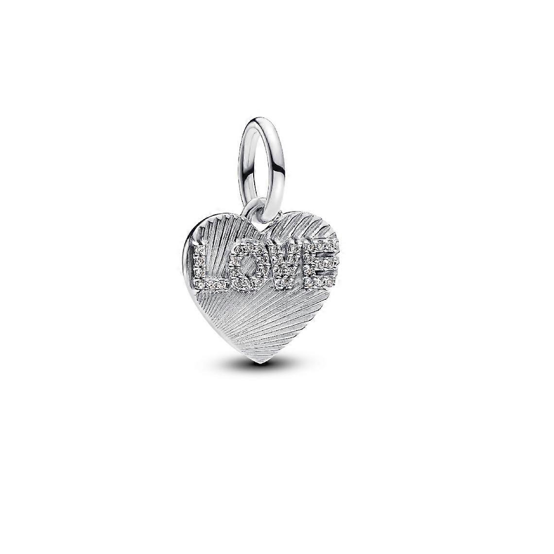 Engraved Heart Love Silver Pendant Charm
