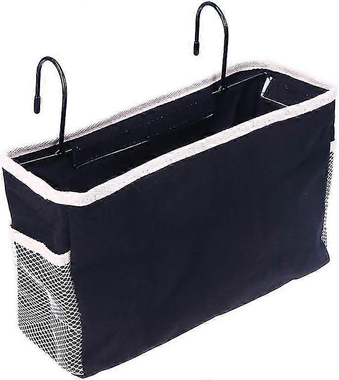 Bedside Storage Caddy Organizer Holder Container Hanging Organizer for Dorm Bed Rails Organizing Tablet Magazine Holder (Black) - q37/YY