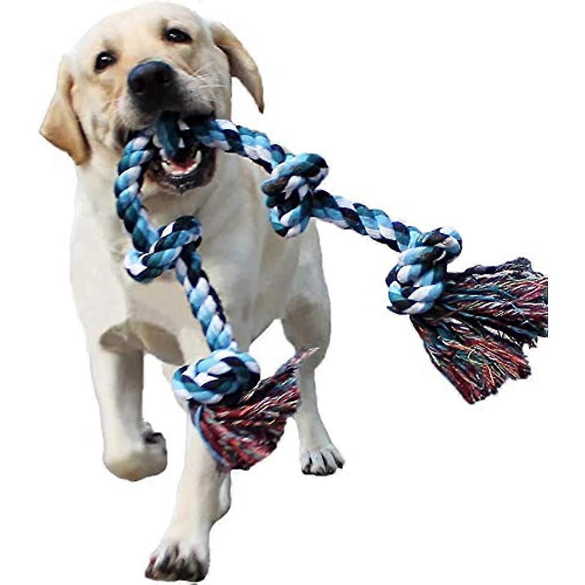 Dog Rope Toys For Aggressive Chewers Tough Rope Chew Toys For Large And Medium Dog 3 Feet 5 Knots Indestructible Cotton Rope For Large Breed Dog Tug O
